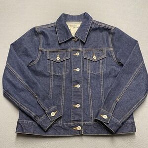Reflect Jeans Jacket Mens Large Blue Denim Trucker Button Front Pockets Classic